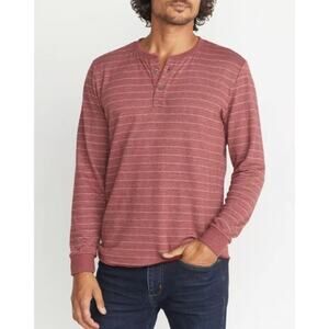Marine Layer Double Knit Henley Shirt in Syrah Stripe